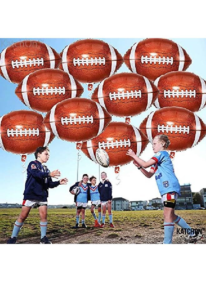KATCHON Big 18 Inch Football Balloons Set Pack Of 10 | Football Mylar Balloons For Football Party Decorations | Football Foil Balloons For Super Bowl Decorations 2022 | Football Birthday Party Decorations  - Image 3