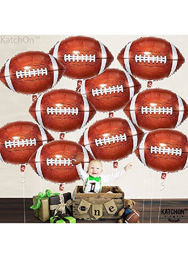 KATCHON Big 18 Inch Football Balloons Set Pack Of 10 | Football Mylar Balloons For Football Party Decorations | Football Foil Balloons For Super Bowl Decorations 2022 | Football Birthday Party Decorations  - Image 2