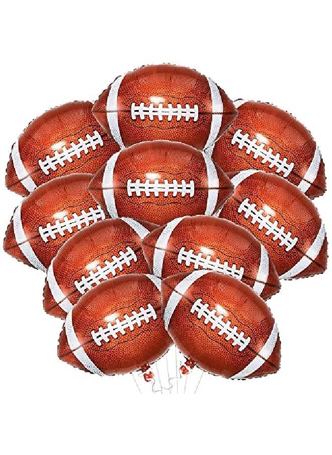 KATCHON Big 18 Inch Football Balloons Set Pack Of 10 | Football Mylar Balloons For Football Party Decorations | Football Foil Balloons For Super Bowl Decorations 2022 | Football Birthday Party Decorations  - Image 1