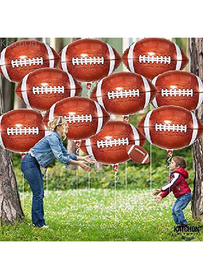 KATCHON Big 18 Inch Football Balloons Set Pack Of 10 | Football Mylar Balloons For Football Party Decorations | Football Foil Balloons For Super Bowl Decorations 2022 | Football Birthday Party Decorations  - Image 5