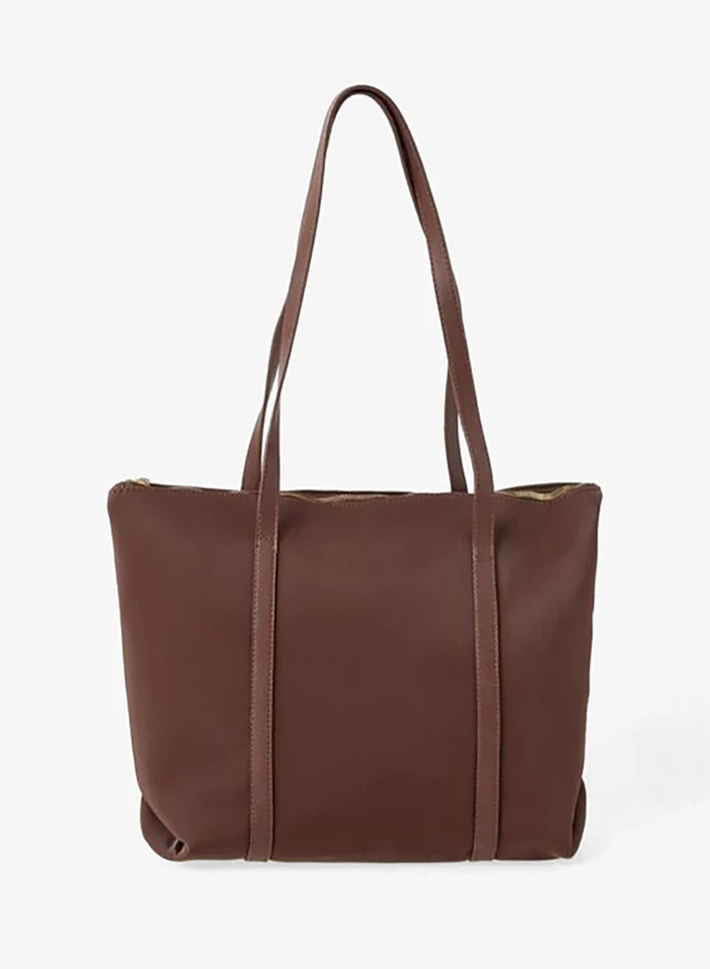 Jimmy Key Brown Stripe Detailed Shoulder Bag.