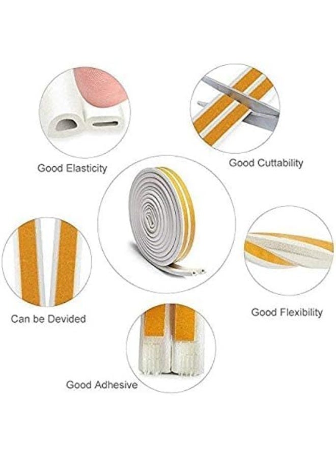Poaker Weather Rubber Seal Weather Strip Foam Tape 6 Meter Epdm Foam Seal Door Window Anti-Collision Self-Adhesive Rubber High Strength Tape System Soundproofing Draft Stopper White D Shape - Image 3
