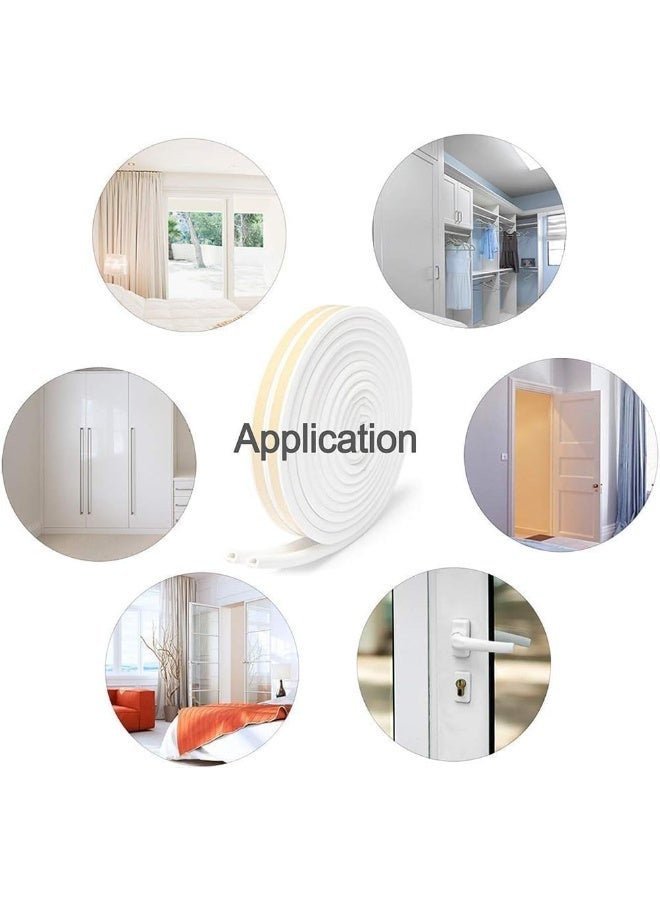 Poaker Weather Rubber Seal Weather Strip Foam Tape 6 Meter Epdm Foam Seal Door Window Anti-Collision Self-Adhesive Rubber High Strength Tape System Soundproofing Draft Stopper White D Shape - Image 5