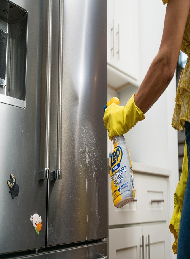 Zep Plus Stainless Steel Cleaner - 32 Fl OZ - R53512-2-in-1 benefits clean while preventing future fingerprints and smudges. - Image 3