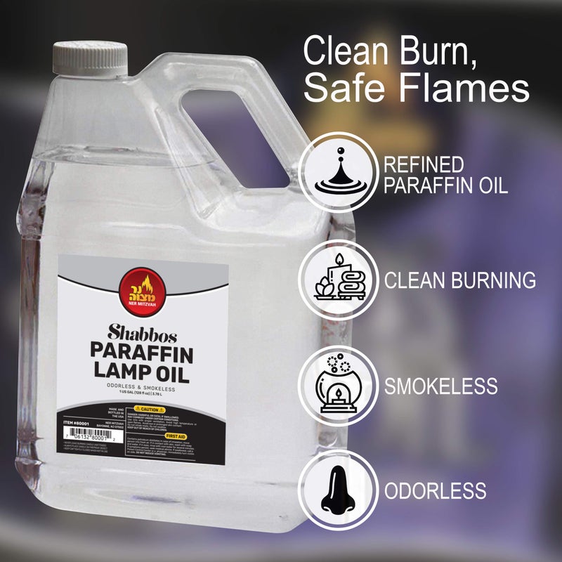 Ner Mitzvah 1 Gallon Paraffin Lamp Oil - Clear Smokeless, Odorless, Clean Burning Fuel for Indoor and Outdoor Use - Shabbos Lamp Oil, by Ner Mitzvah - Image 2
