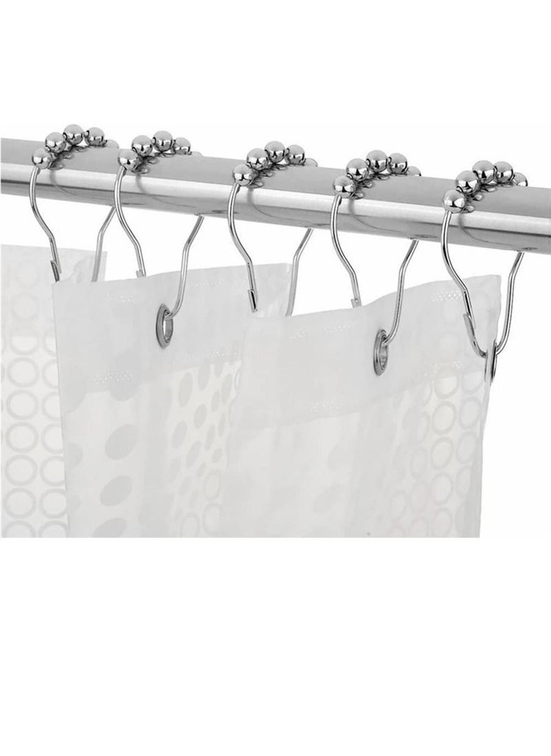 Rubik Shower Curtain Rings, Stainless Steel Roller Glide Hooks for Bathroom Shower Rods Polished Nickel (24pcs Set)  - Image 5