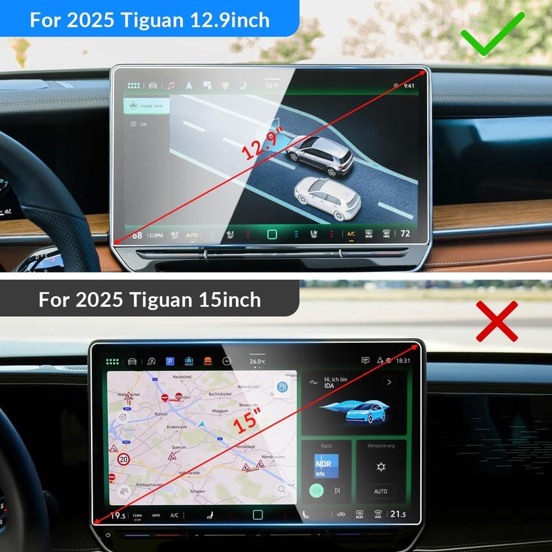 INTGET Screen Protector for 2025 2026 VW Tiguan Accessories S SE SE R-Line Black Car GPS Tempered Glass Center Touch Screen Display Touchscreen Protective Film(12.9inch for Tiguan 2025+) - Image 2