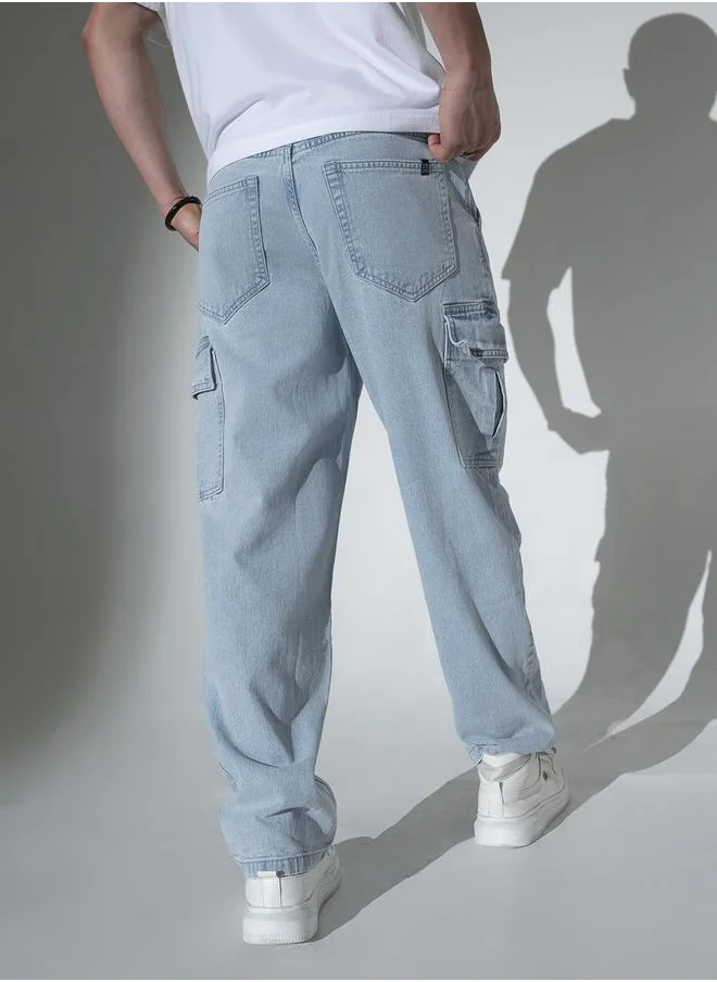 Hubberholme Light Blue Relaxed Fit Jeans Solid design crafted from 100% Cotton with Button closure.