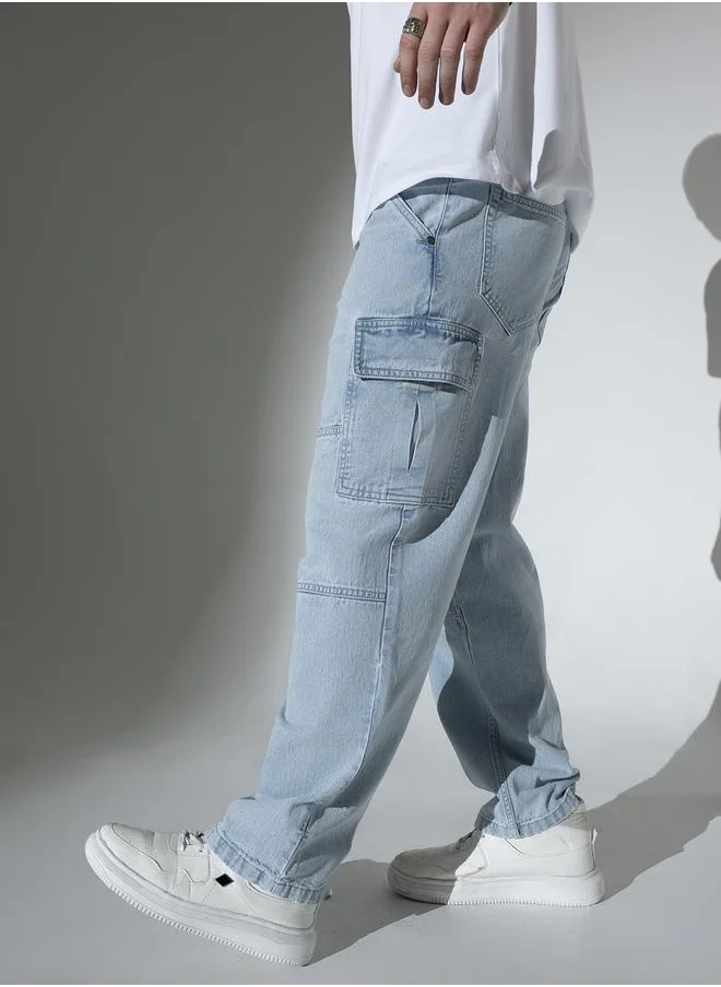 Hubberholme Light Blue Relaxed Fit Jeans Solid design crafted from 100% Cotton with Button closure.