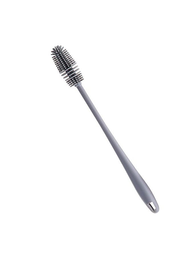 هومستر فرشاة تنظيف الزجاجات فرشاة السليكون المقبس الطويل لزجاجات الأطفال وزجاجة الماء والعلب والزهرية والزجاج ومنقي الزجاجات لملحقات المنزل والمطبخ المنتجات (27-CM-سيليكون -رمادي الفرشاة) - Image 1