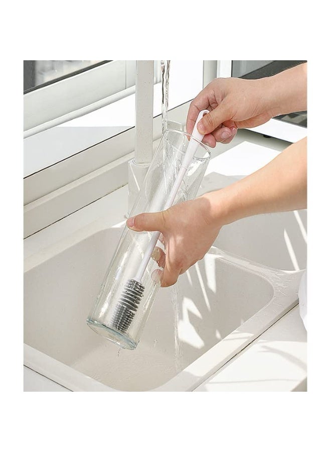 هومستر فرشاة تنظيف الزجاجات فرشاة السليكون المقبس الطويل لزجاجات الأطفال وزجاجة الماء والعلب والزهرية والزجاج ومنقي الزجاجات لملحقات المنزل والمطبخ المنتجات (27-CM-سيليكون -رمادي الفرشاة) - Image 5