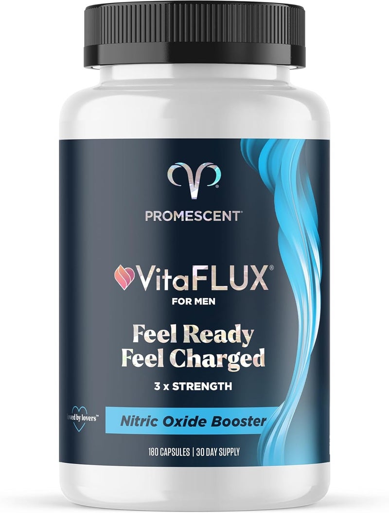 Promescent VitaFLUX Nitric Oxide Supplement L Arginine l Quality Citrulline Supplements for Men Supports Healthy Blood Flow Nitric Oxide Booster Arginine Supplement 180 Capsules - Image 1