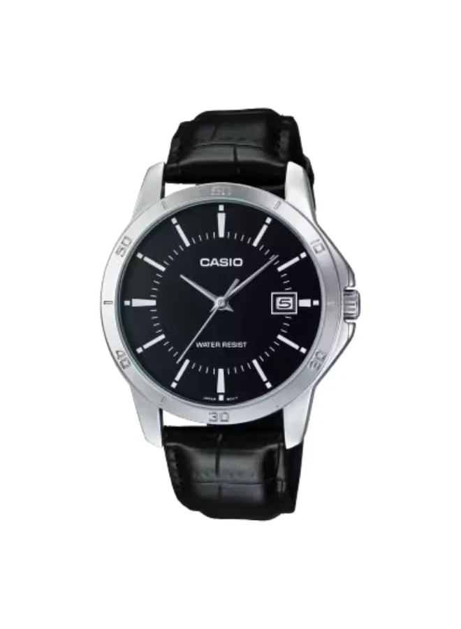 كاسيو Men's Leather Analog Watch MTP-V004L-1A - 41.5 mm