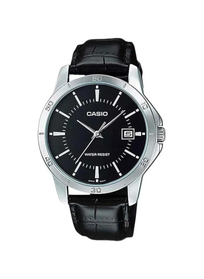 كاسيو Men's Leather Analog Watch MTP-V004L-1A - 41.5 mm