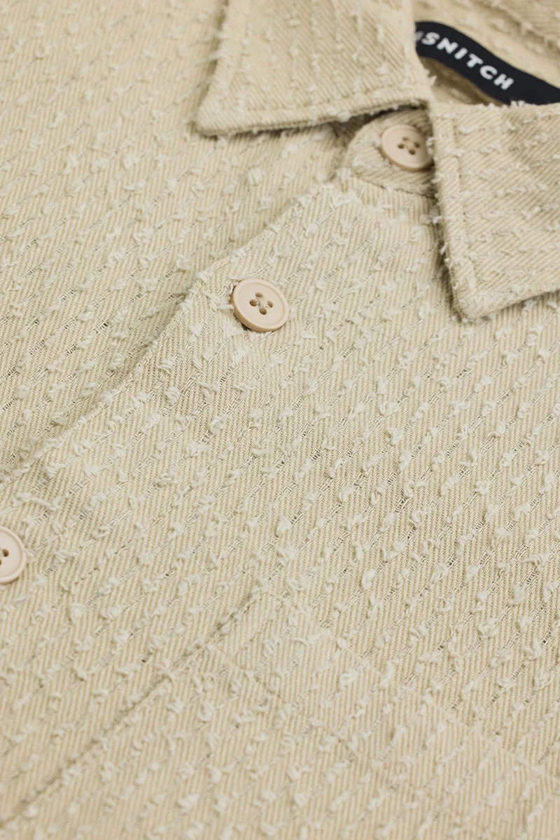 SNITCH Cream Textured Regular Fit Overshirt