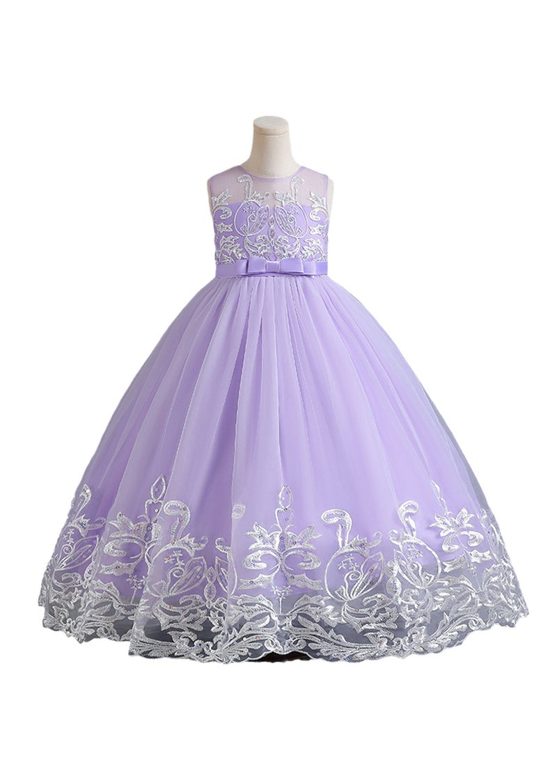 Girls Dress Sleeveless Mesh Performance Host Princess Dress Costumes - Image 1