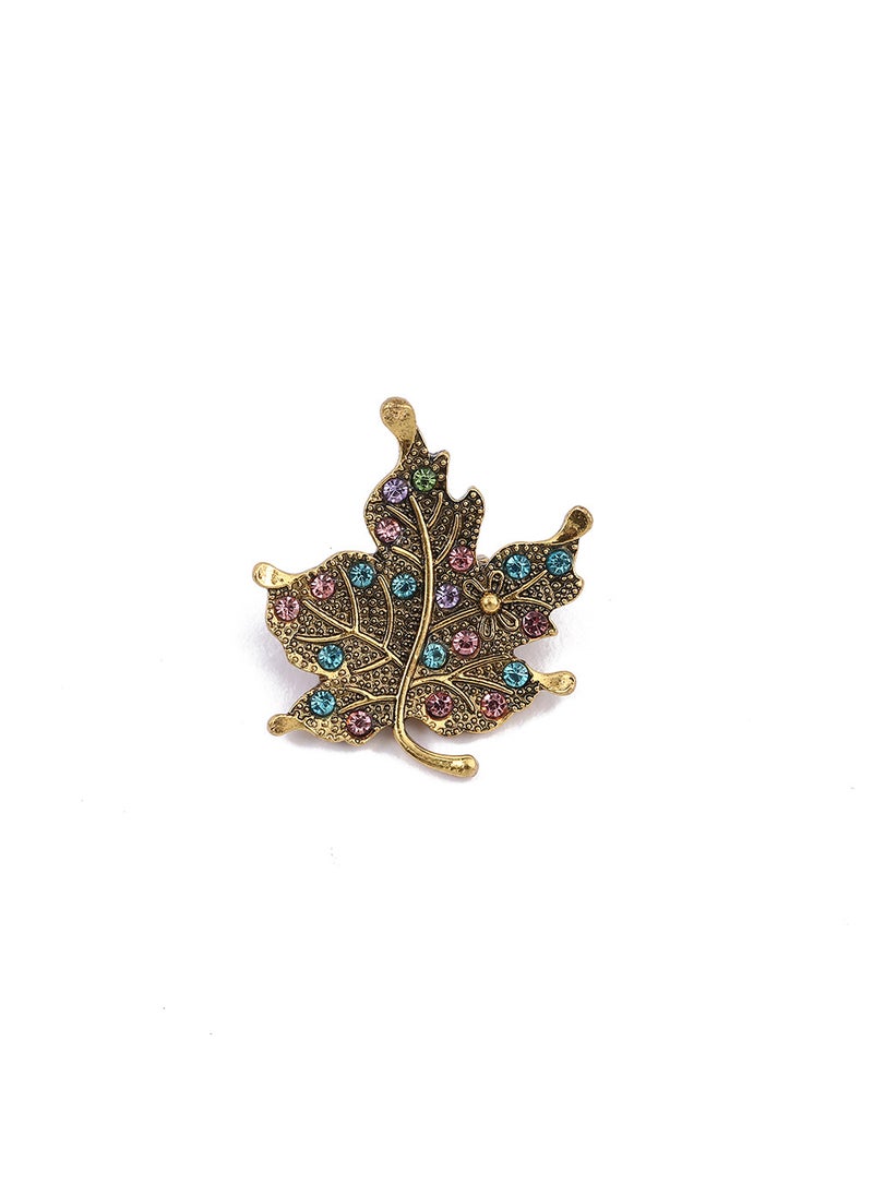 Generic Ladies Alloy Brooch Niche Design Butterfly Rhinestone Anti-exposure Silk Scarf Clothing Accessory High-end Fashion Jewelry Maple Leaf 