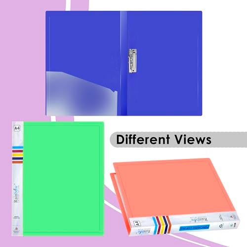 Shuban 4 Pcs Durable Plastic Punchless Clip File with Transparent Pocket for Office and Home, Ideal for A4 Size Paper/Document - (Assorted Color) - Image 3