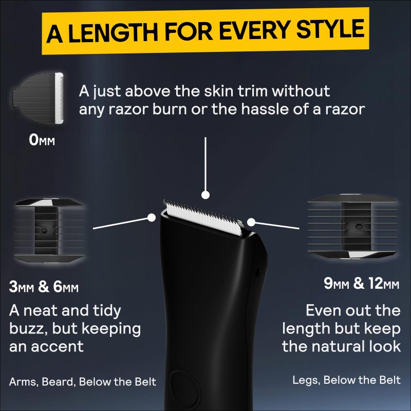 MERIDIAN Body Hair Trimmer for Men, Pubic Hair Trimmer Balls, Body Shaver for Men Groin Safe, Electric Ball Shavers, Bikini Razors Women, Waterproof & Rechargeable - Onyx - Image 3