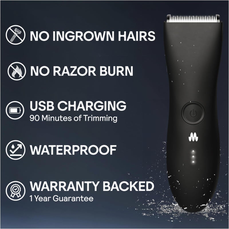MERIDIAN Body Hair Trimmer for Men, Pubic Hair Trimmer Balls, Body Shaver for Men Groin Safe, Electric Ball Shavers, Bikini Razors Women, Waterproof & Rechargeable - Onyx - Image 2