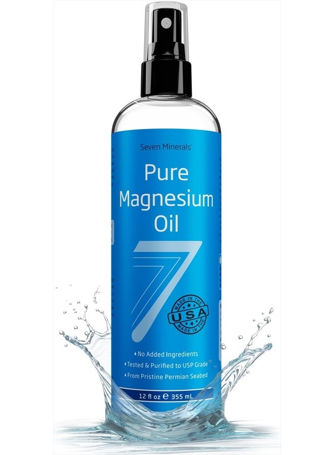 Seven Minerals Pure Magnesium Oil Spray - Big 12 fl oz - Lasts 9 Months, USP Grade No Unhealthy Trace Minerals - From Ancient Underground Permian Seabed in USA, Free eBook Included - Image 1