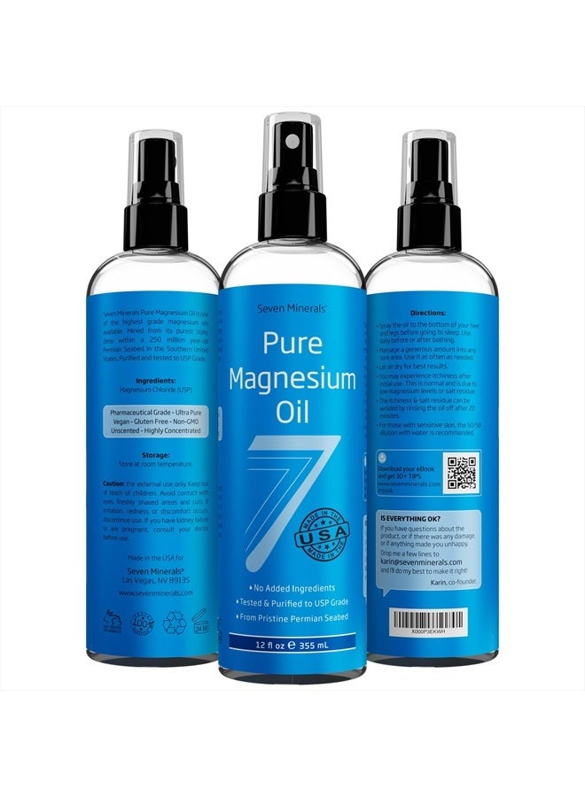 Seven Minerals Pure Magnesium Oil Spray - Big 12 fl oz - Lasts 9 Months, USP Grade No Unhealthy Trace Minerals - From Ancient Underground Permian Seabed in USA, Free eBook Included - Image 4
