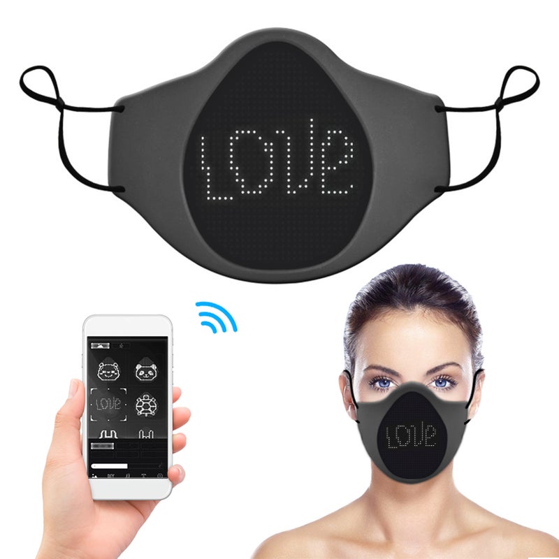 Soft Comfortable Silicone LED Face Mask DIY Programmable Message Display Mask with BT Connection APP Control for Halloween Cosplay Party Fun Performances Clubs Sports Bars - Image 1