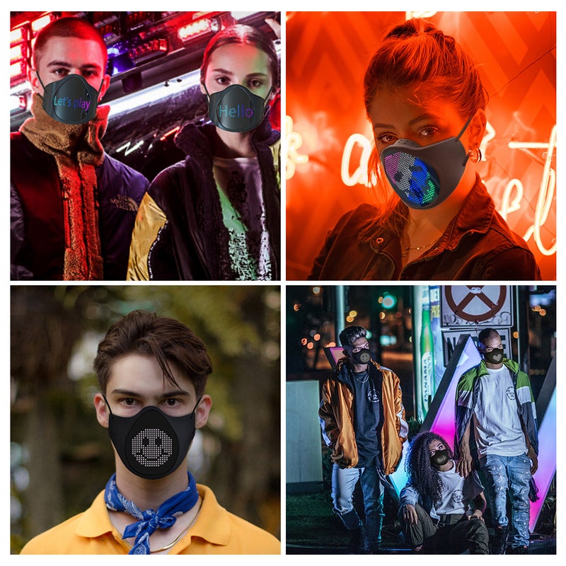 Soft Comfortable Silicone LED Face Mask DIY Programmable Message Display Mask with BT Connection APP Control for Halloween Cosplay Party Fun Performances Clubs Sports Bars - Image 3