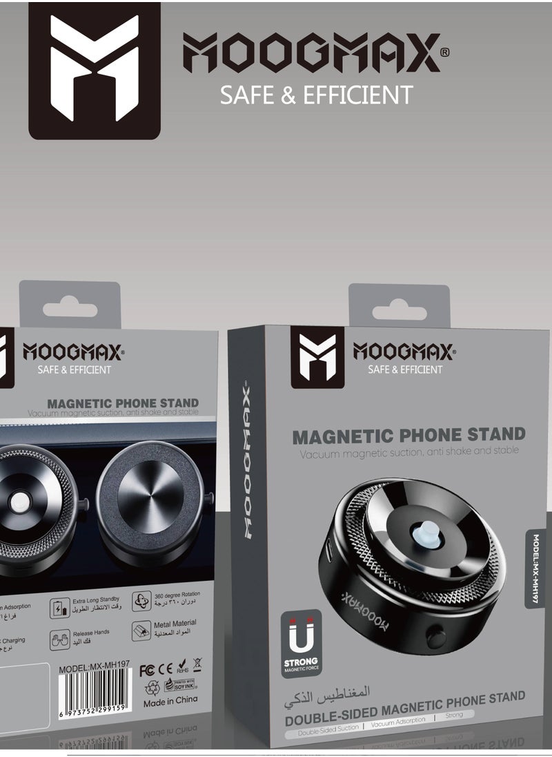 MOOGMAX - MagSafe Magnetic Car Phone Holder works with Suction, Magnet Mount Anywhere, Magnetic Holder works with Charging Up to a week. Black - Image 1