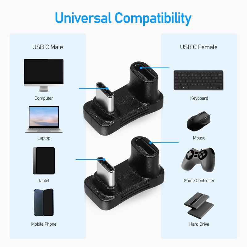4pcs U Shape Type C Angled Adapters for Phone Laptop Support 4k60hz 10Gbps - Image 2