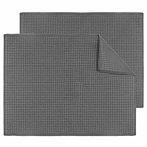 Topsky Microfiber Dish Drying Mat 2 Pack, 20 X 15 Inch Kitchen Counter Mats Reversible Baby Bottles Dish Dry Pad,Super Absorbent Gray - Image 1