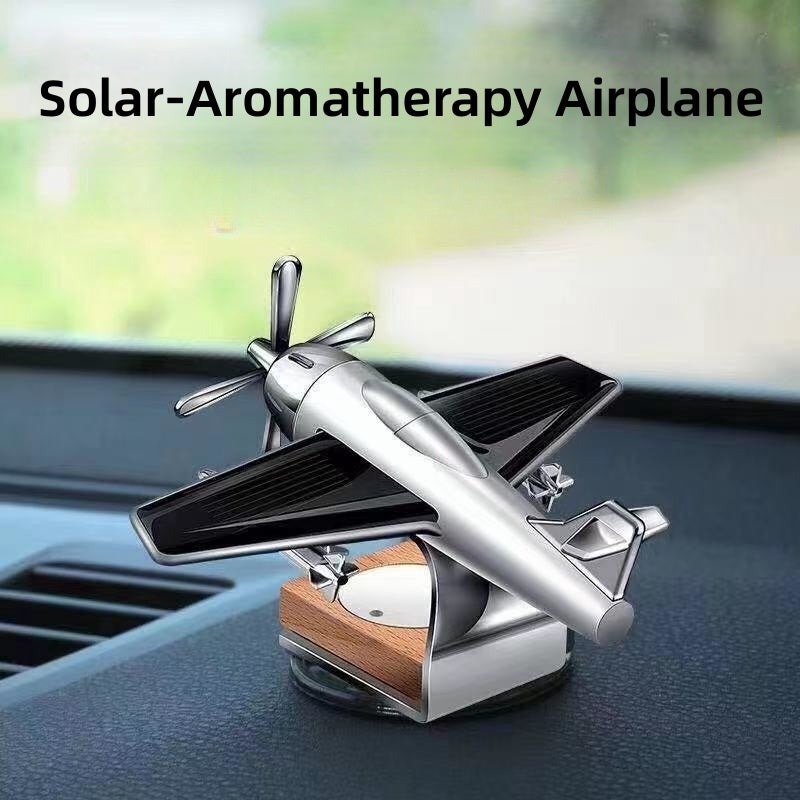 Solar-Powered Airplane Car Perfume Decoration - Rotating Solid Fragrance for Vehicle Interior - Image 3
