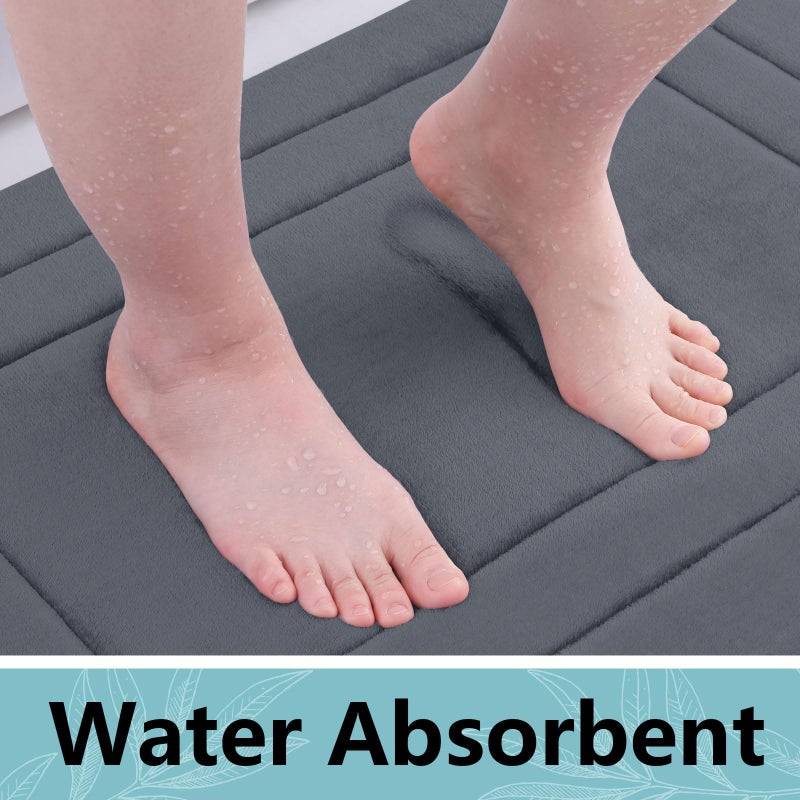 Arotive Memory Foam Bathroom Rug Mat 44x24  Ultra Soft and Absorbent Bath Mat  Machine Wash Dry  Comfortable Bath Rug Carpet for Bathroom Floor  Tub and Shower  Dark Grey - Image 3