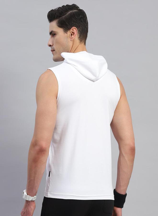 Rock.it Men White Hooded Sleeveless TShirt Regular Fit - Image 4