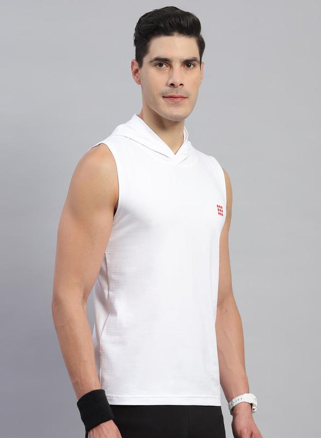 Rock.it Men White Hooded Sleeveless TShirt Regular Fit - Image 3