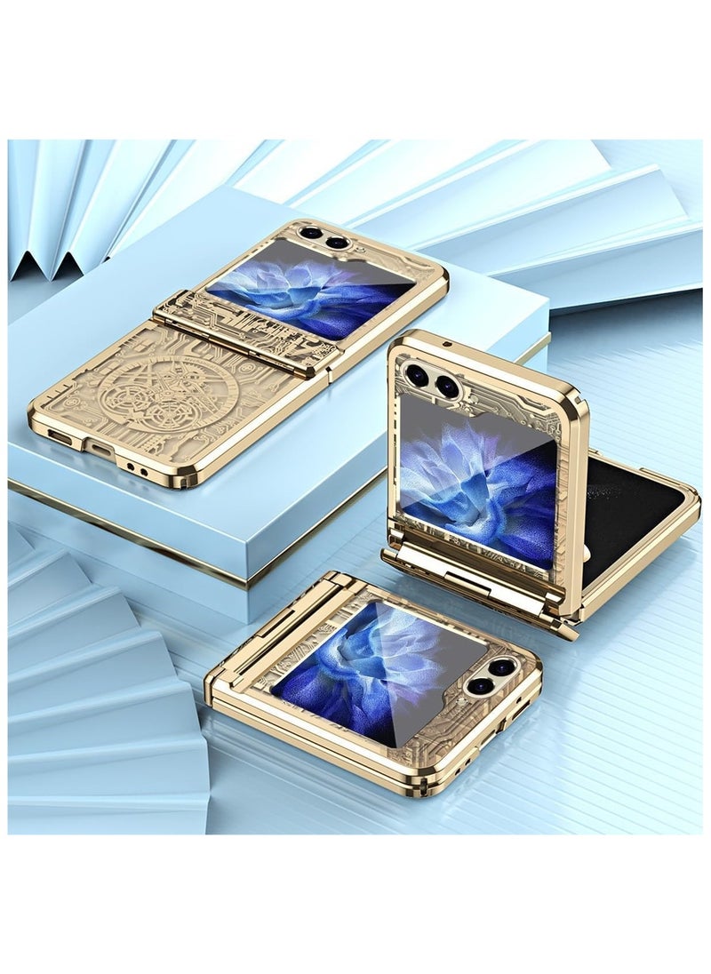 Case Compatible with Samsung Galaxy Z Flip 6 with Hinge Protection, Rugged Electroplating PC Case Screen Camera Protection Anti-Drop Shockproof Protective Cover