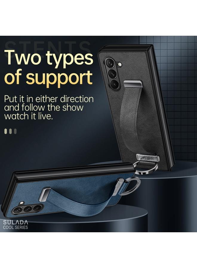 SULADA Case For Samsung Galaxy Flip6 PC + Leather Texture Skin Feel Shockproof Phone Case - Image 2