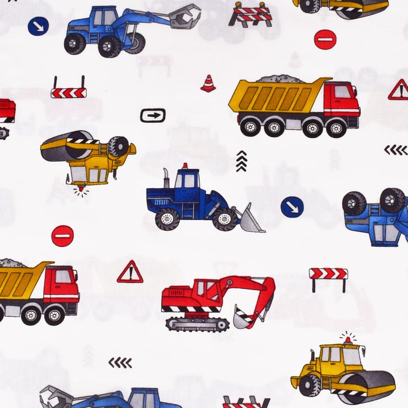 J-pinno Building Construction Car Truck Digger Transport Vehicle Twin 100% Cotton 3 Pieces Sheet Set for Kids Girls Children, Flat Sheet + Fitted Sheet + Pillowcase Bedding Decoration Gift Set - Image 5