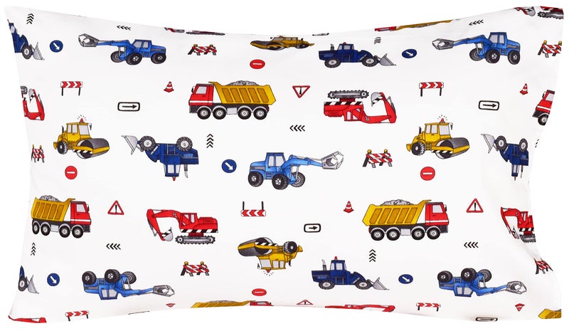 J-pinno Building Construction Car Truck Digger Transport Vehicle Twin 100% Cotton 3 Pieces Sheet Set for Kids Girls Children, Flat Sheet + Fitted Sheet + Pillowcase Bedding Decoration Gift Set - Image 4