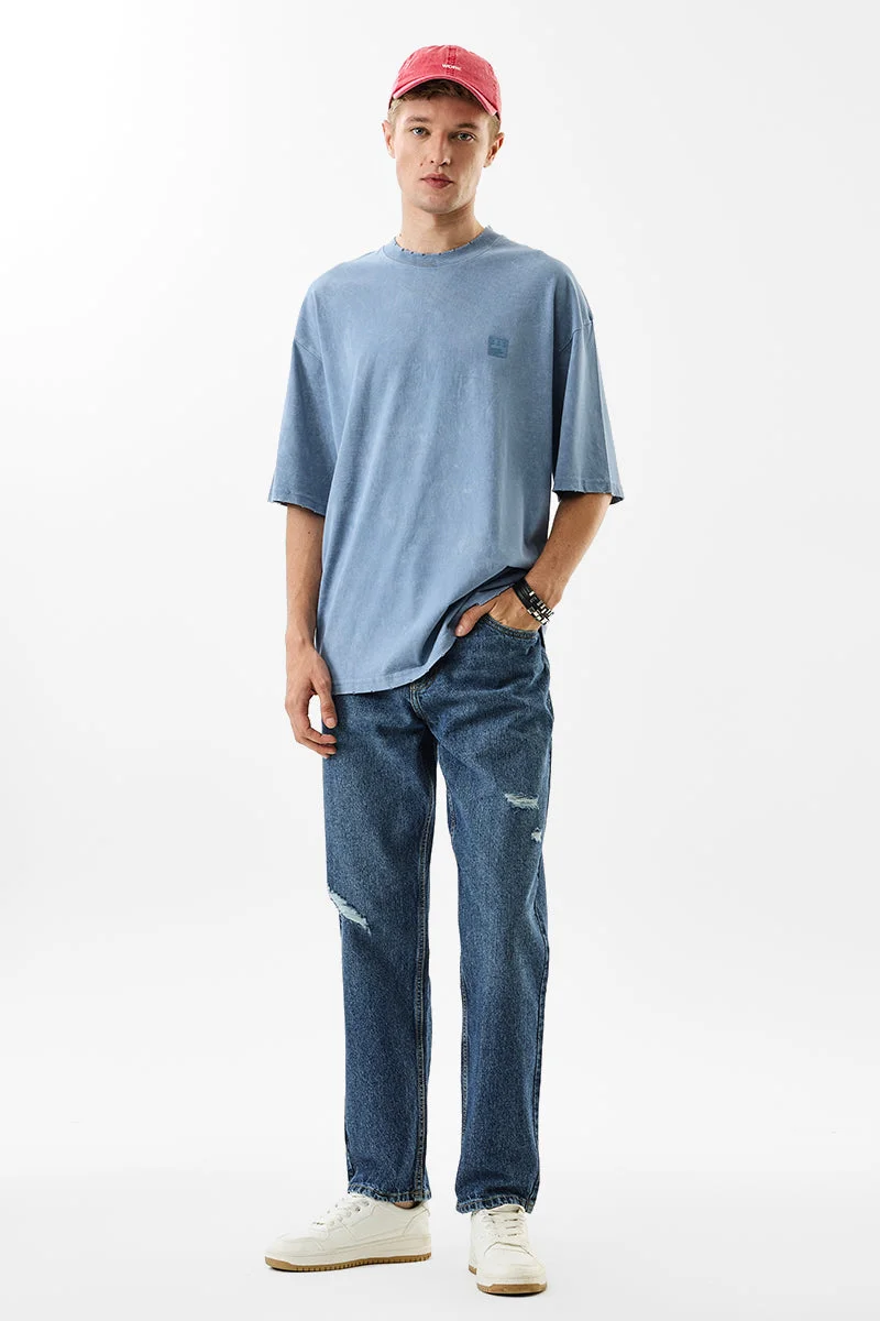 SNITCH Blue Solid Relaxed Casual Jeans