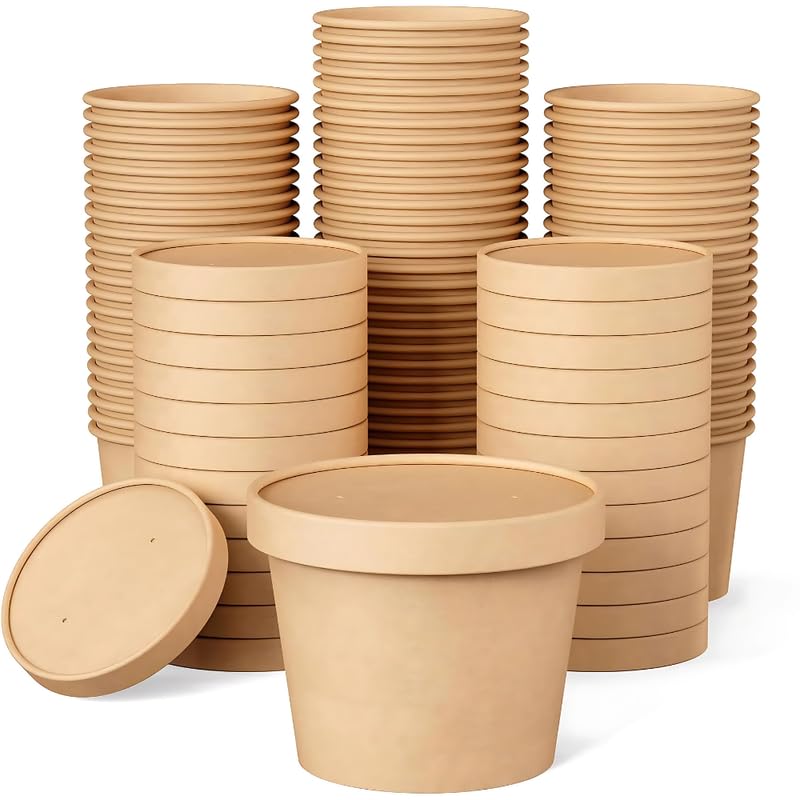 VELEXE Brown Kraft Paper Food Container - Pack of 50 (350ml, 11x6.5x9 CM) | Eco-Friendly Takeaway Containers | Biodegradable & Disposable Food Containers for Meal, Party Catering, Takeout & Delivery - Image 1