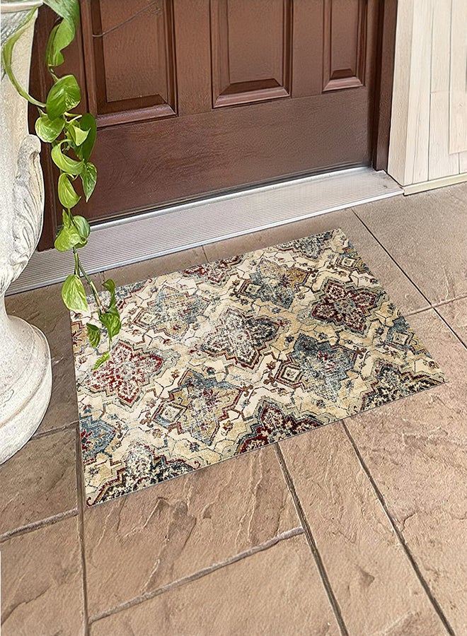 In-House Soft Velvet Turkish Rectangular Door & Bath Mat - Multicolor - 60x40 cm  - Image 1