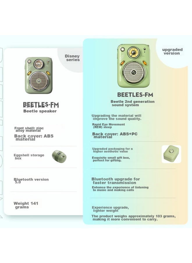 Divoom Dot Sound Beatles 2 Cute Retro Mini Bluetooth Speaker Portable Outdoor Small Speaker Subwoofer Wireless Card-insertable Fm Radio Birthday Gift For Girlfriends - Image 4