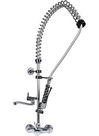 Eurofaz Wall Mounted Industrial Kitchen Faucet with Angle Tap Pre-Wash Shower 108 