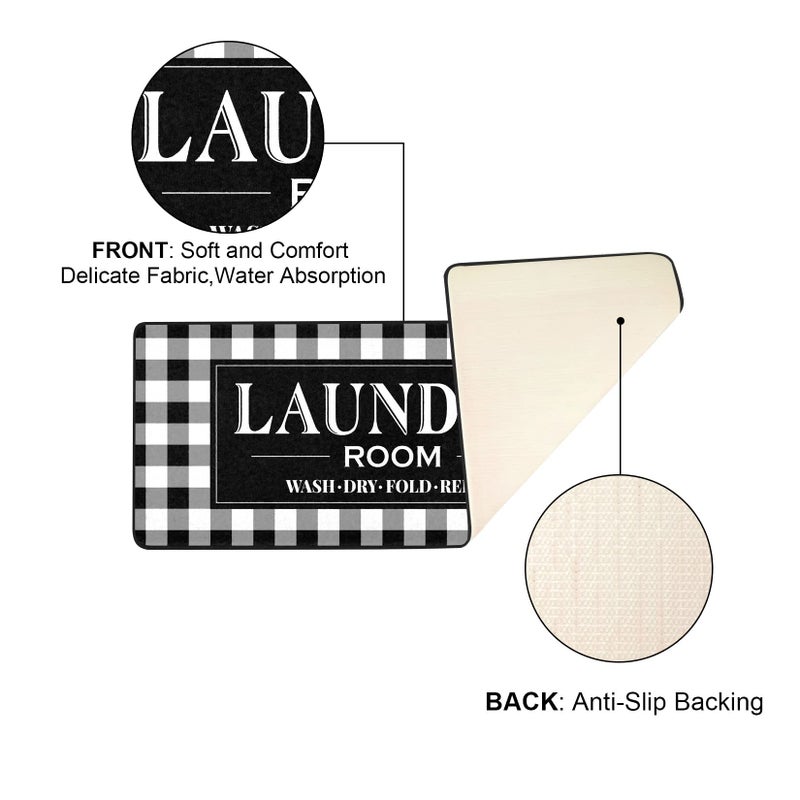 Romamigo Rug Runner Floor Floor Hap for Mudroom Laundromat Farmhouse Kitchen Bathroom Laundry Room Accessories (20 × 47 بوصة منقوشة بوفالو) - Image 3