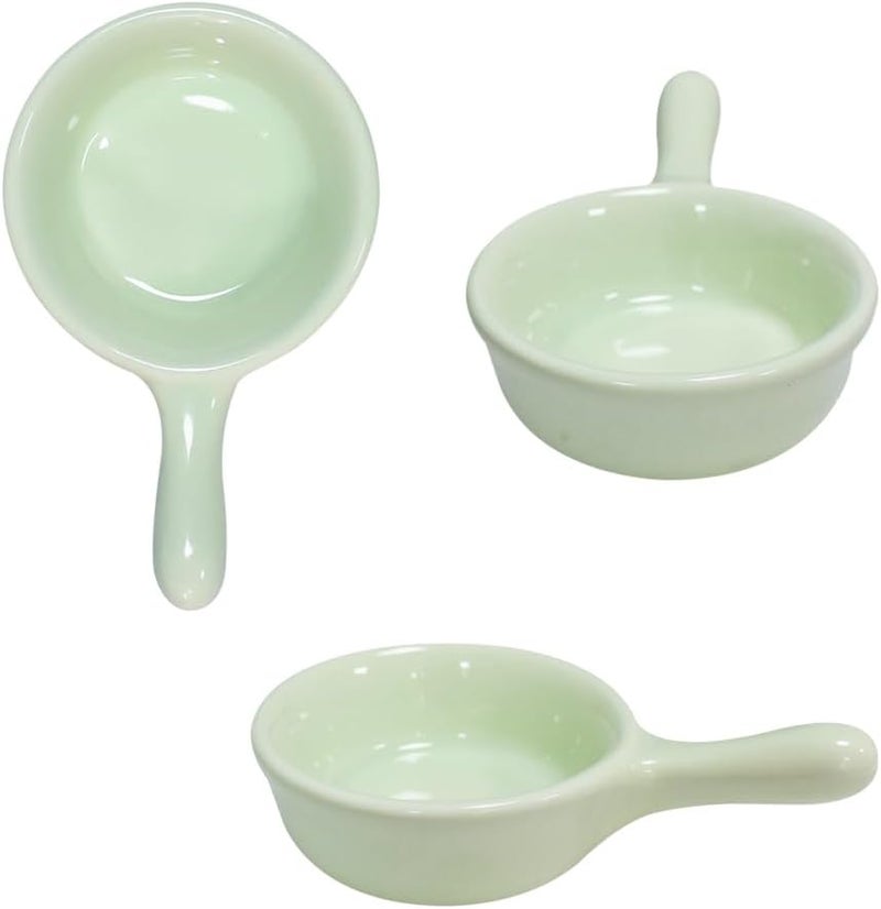 Lotatheta 6 pcs Porcelain Soy Sauce Snack Cream Salad Dessert Candy Sugar Dish Light Green Ceramic Dip Dipping Bowls Plate 101 oz wHandle for Dinner Baking BBQ Cooking - Image 5