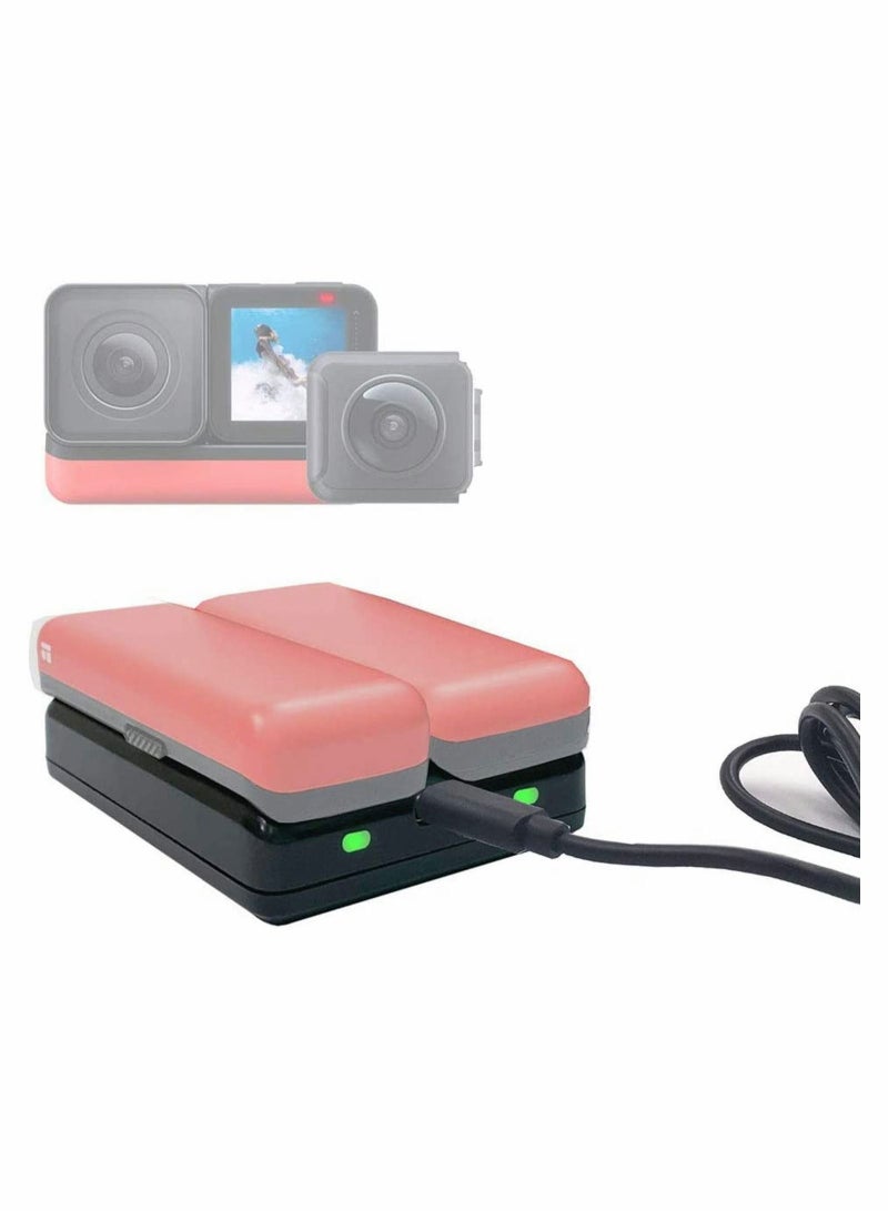 Captaintech 4K Camera Battery Dual Fast Charger Base Kit for Insta360 one R Cameras - Image 1