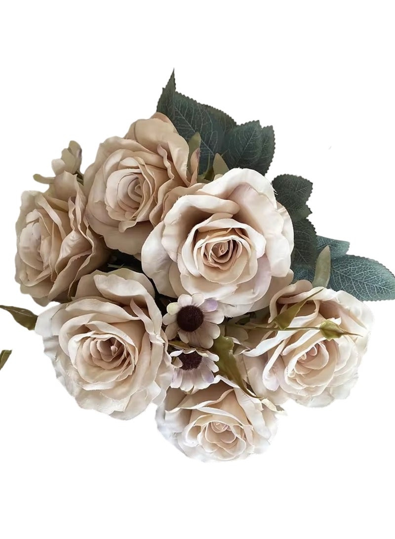 Huitich Artificial Flower Decor for Home, Parties, and Weddings Light Coffee  - Image 1