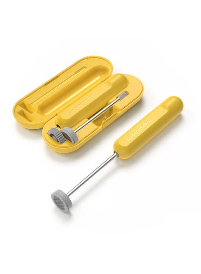 صبمينيمال جهاز NanoFoamer GO القابل لإعادة الشحن لرغوة الحليب، أصفر Pollen، جهاز محمول عبر USB-C لتحضير الميكروفوم لفن اللاتيه والكابتشينو والفلات وايت والقهوة - Image 2