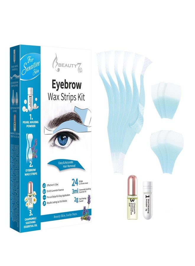 Beauty7 Men's Sensitive Eyebrow Wax Strips, Eyebrow Waxing Strips, 24 Strip with Pearl Powder Essential Oil, for Sensitive Skin - Image 1